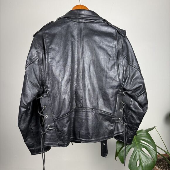 Vintage 80s 90s Leather Black Biker Moto Jacket, Paragon,Thinsulate Tassel Style - Picture 14 of 15